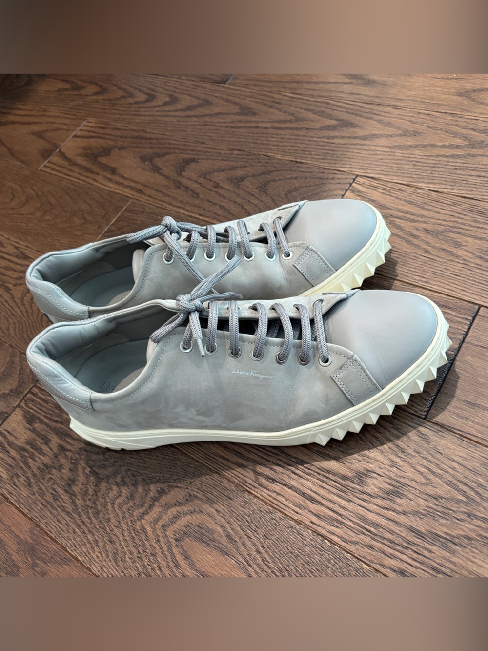 Salvatore Ferragamo Men's Cube Low-Top Sneakers - Gray Leather & Suede